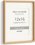 12x16 Picture Frame Natural Oak Wood with Tempered Glass - Handcrafted