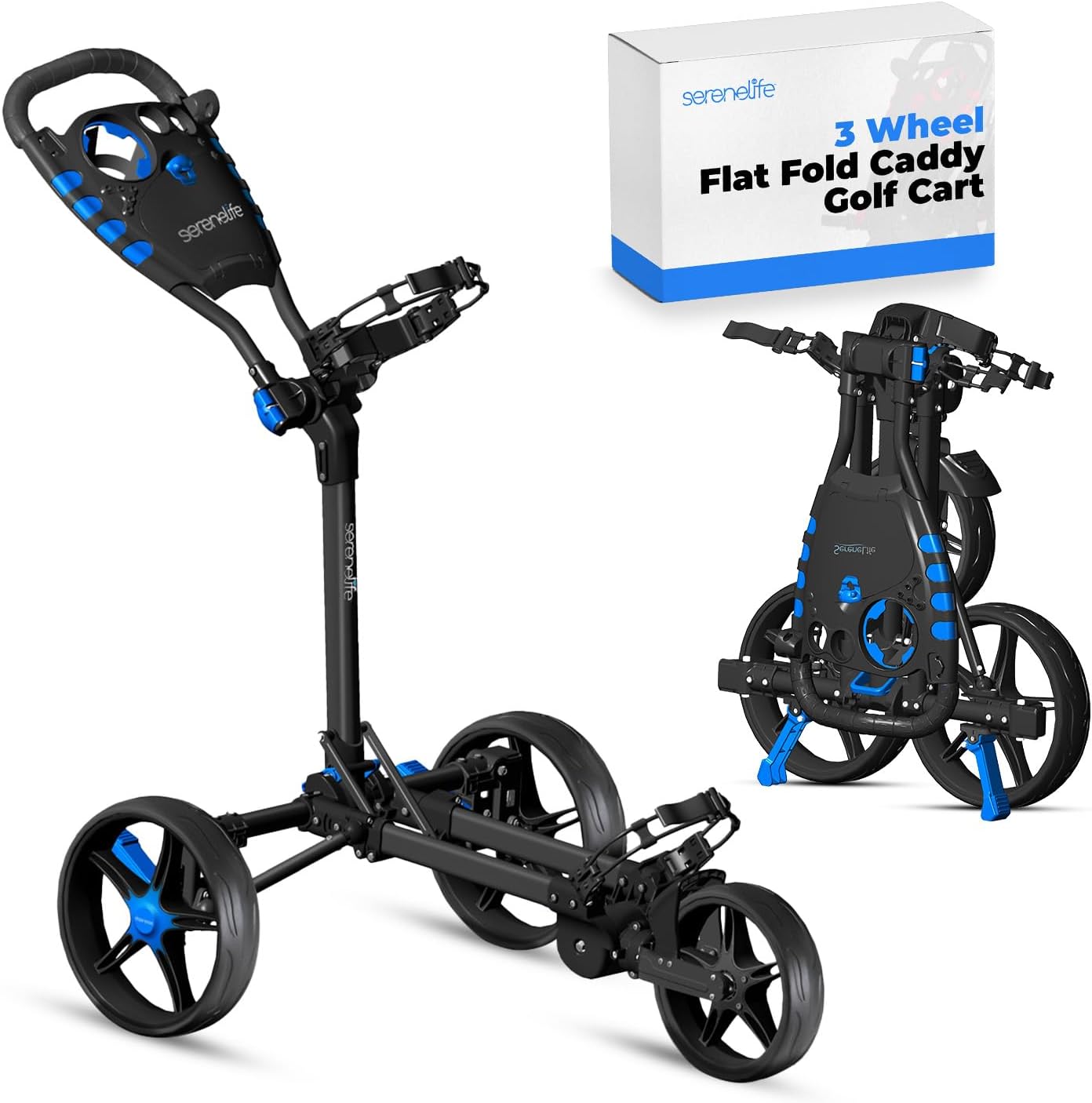 SereneLife Compact Golf Push Cart with Cooler Storage