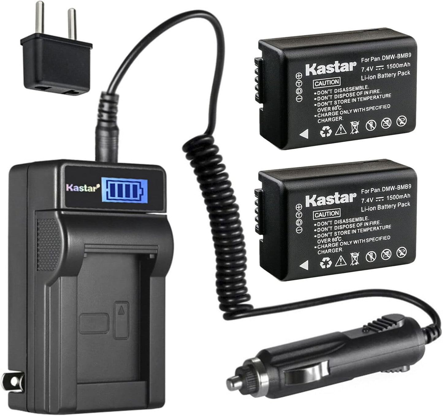 Kastar 2-Pack DMW-BMB9 Battery and LCD Charger for Panasonic
