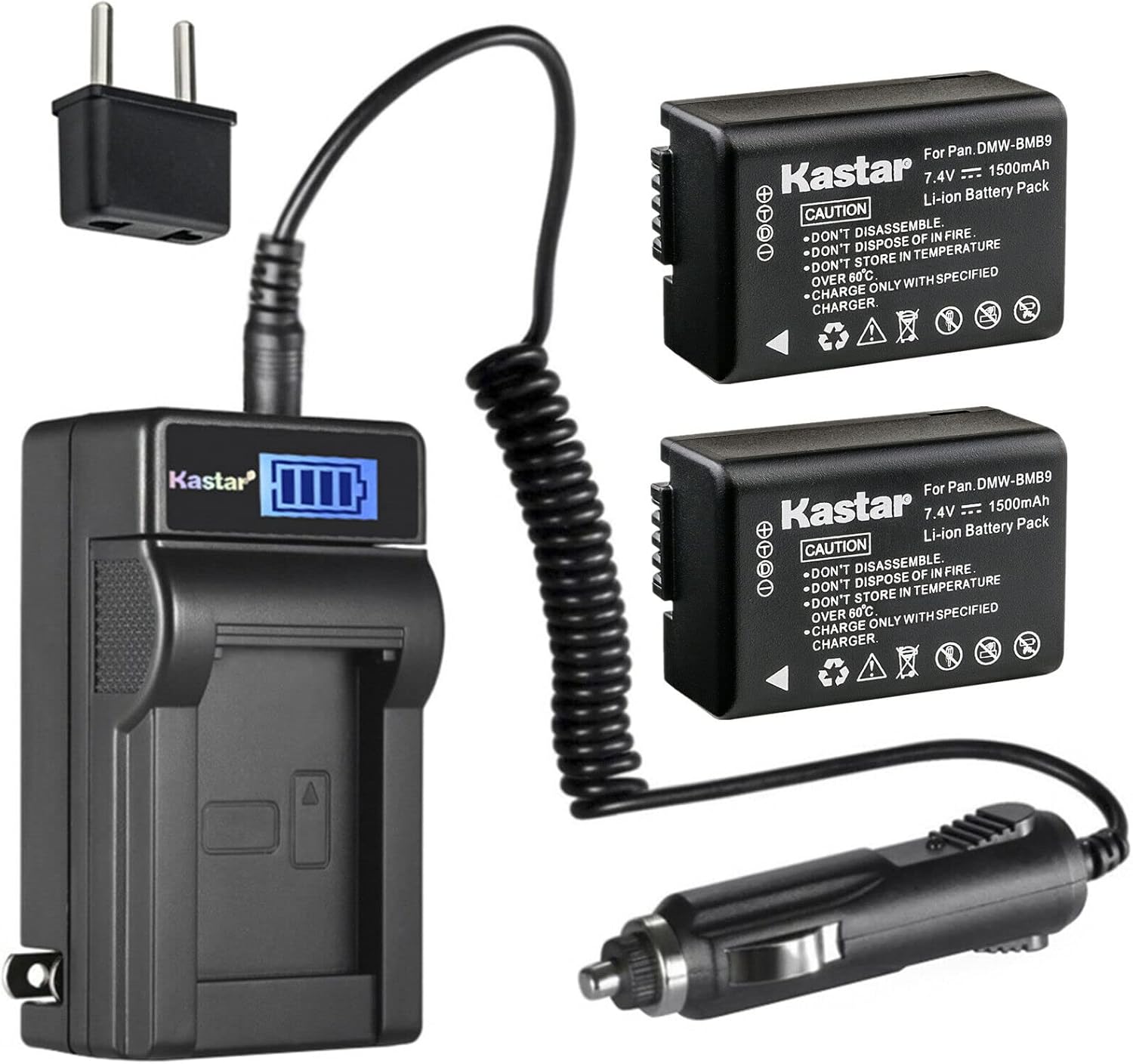 Kastar 2-Pack DMW-BMB9 Battery and LCD Charger for Panasonic