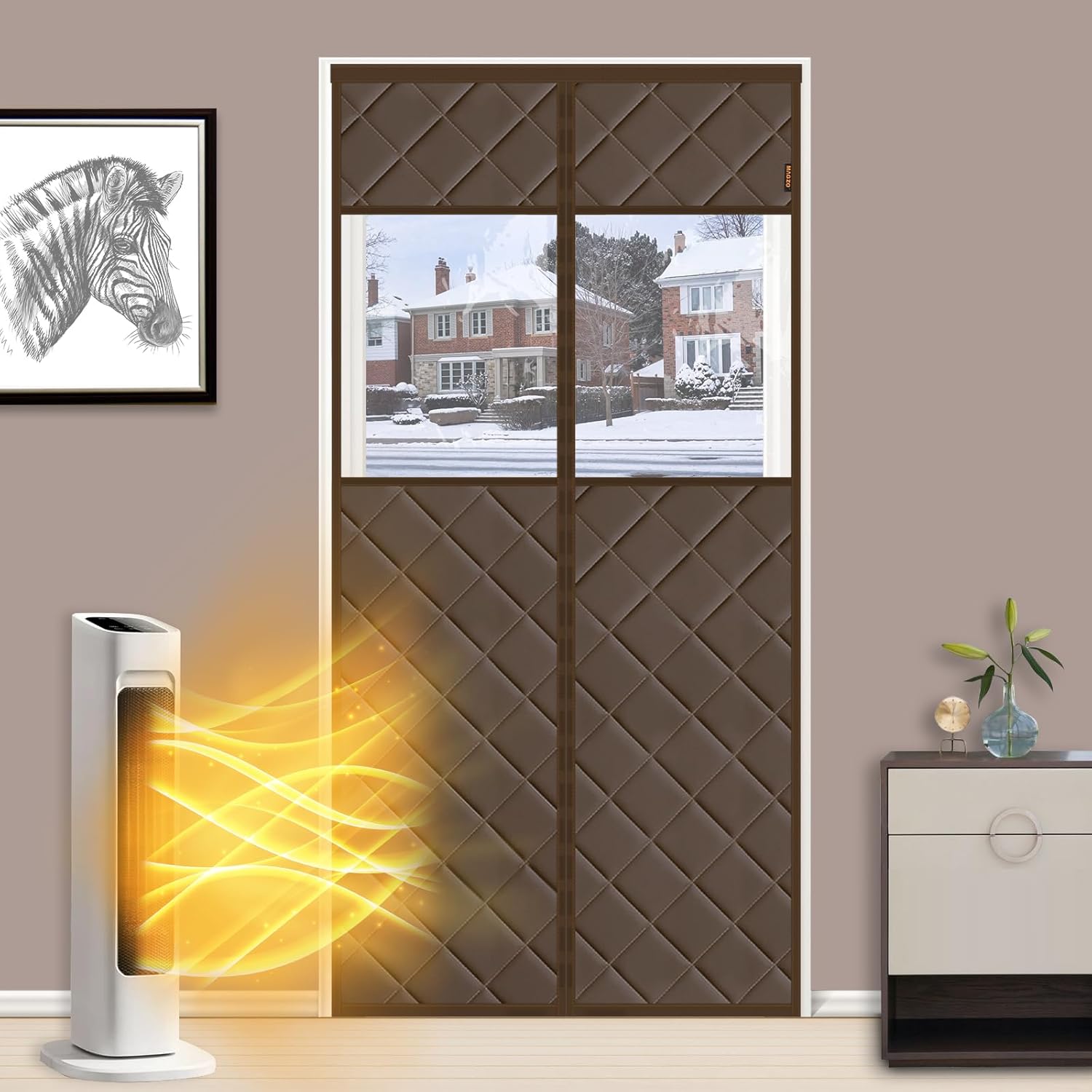 MAGZO Winter Door Curtain with Perspective Window for Insulation