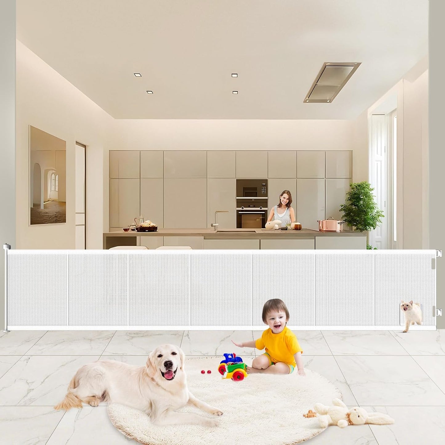 Pawtners Retractable Baby Gate Extra Wide 120in for Pets