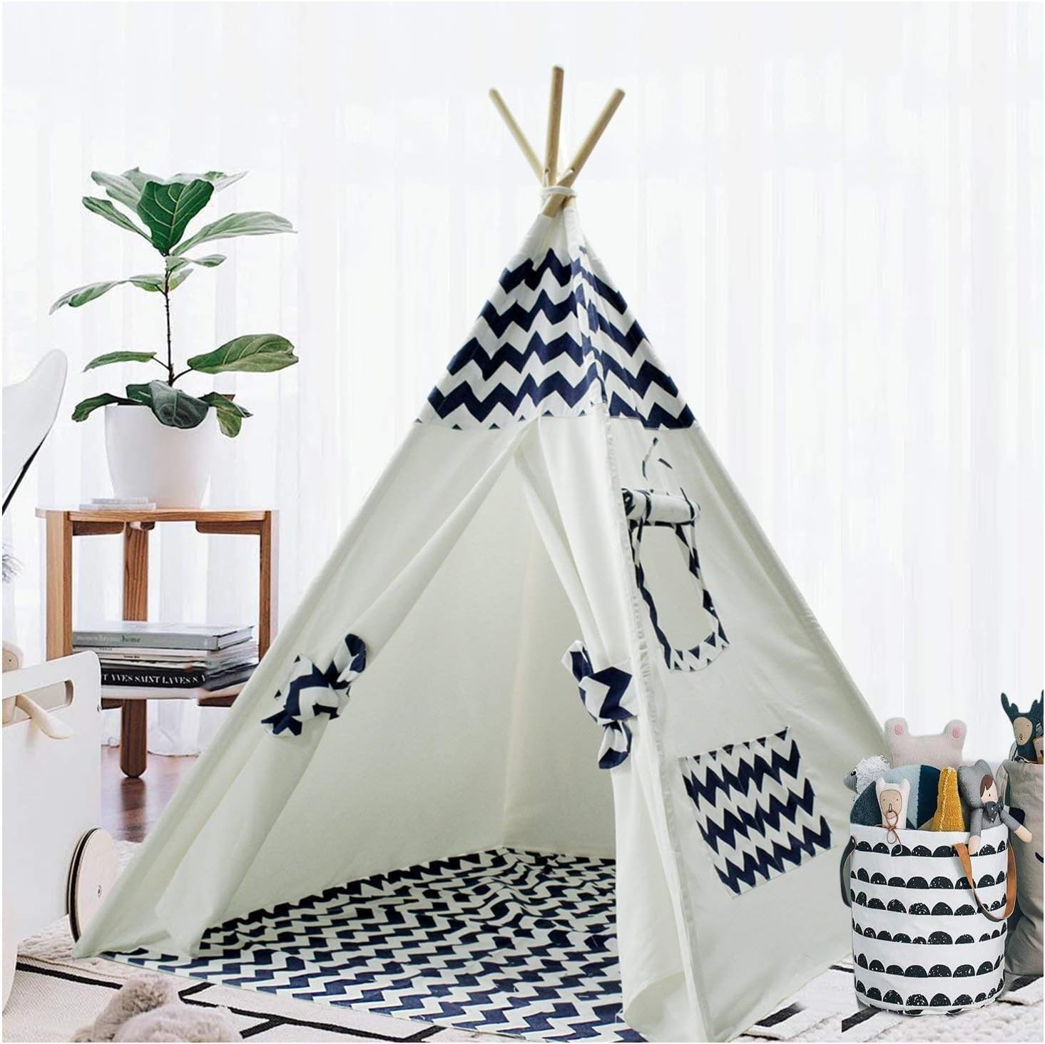 Navy Chevron Teepee Tent for Kids - Indoor/Outdoor Fun!