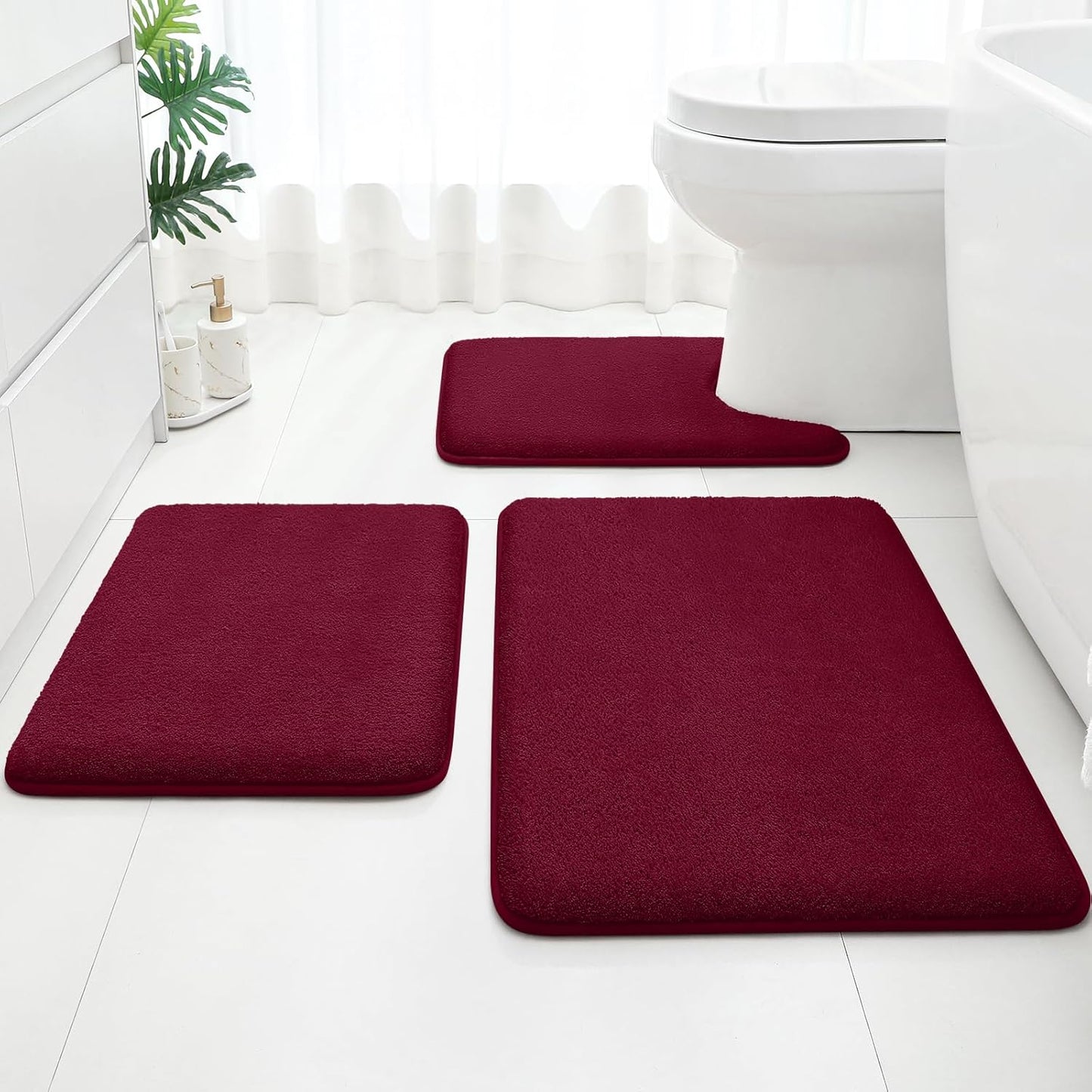 HOMEIDEAS Upgraded Bathroom Rugs Set 3 Piece for Comfort