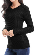 Women Crew Neck Knit Stretchable Sweater Jumper Pullover - Elegant Fit