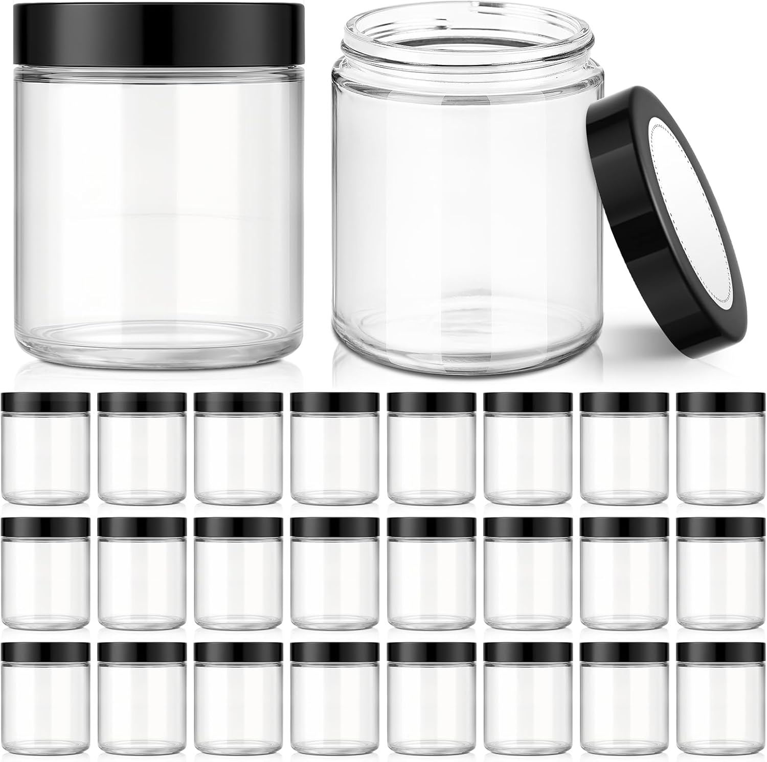 24 Pack 8 oz Clear Glass Jars for Creams and Candles Storage