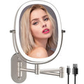 Lighted Wall Mounted Makeup Mirror 1X/7X - Rechargeable Foldable