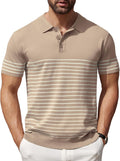 COOFANDY Men's Short Sleeve Polo Shirts Vintage Knitted Shirt