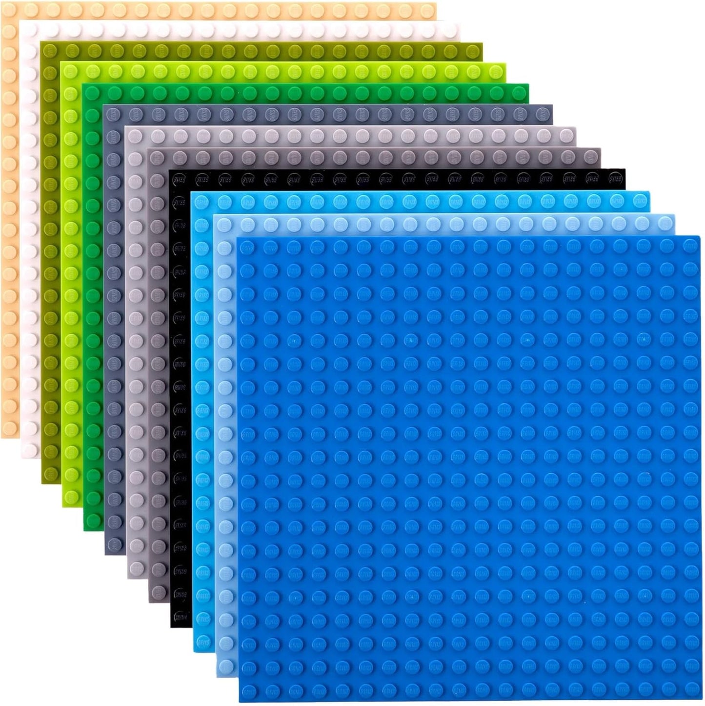 12 Pack Stackable Baseplates - 20x20 Studs - 12 Colors