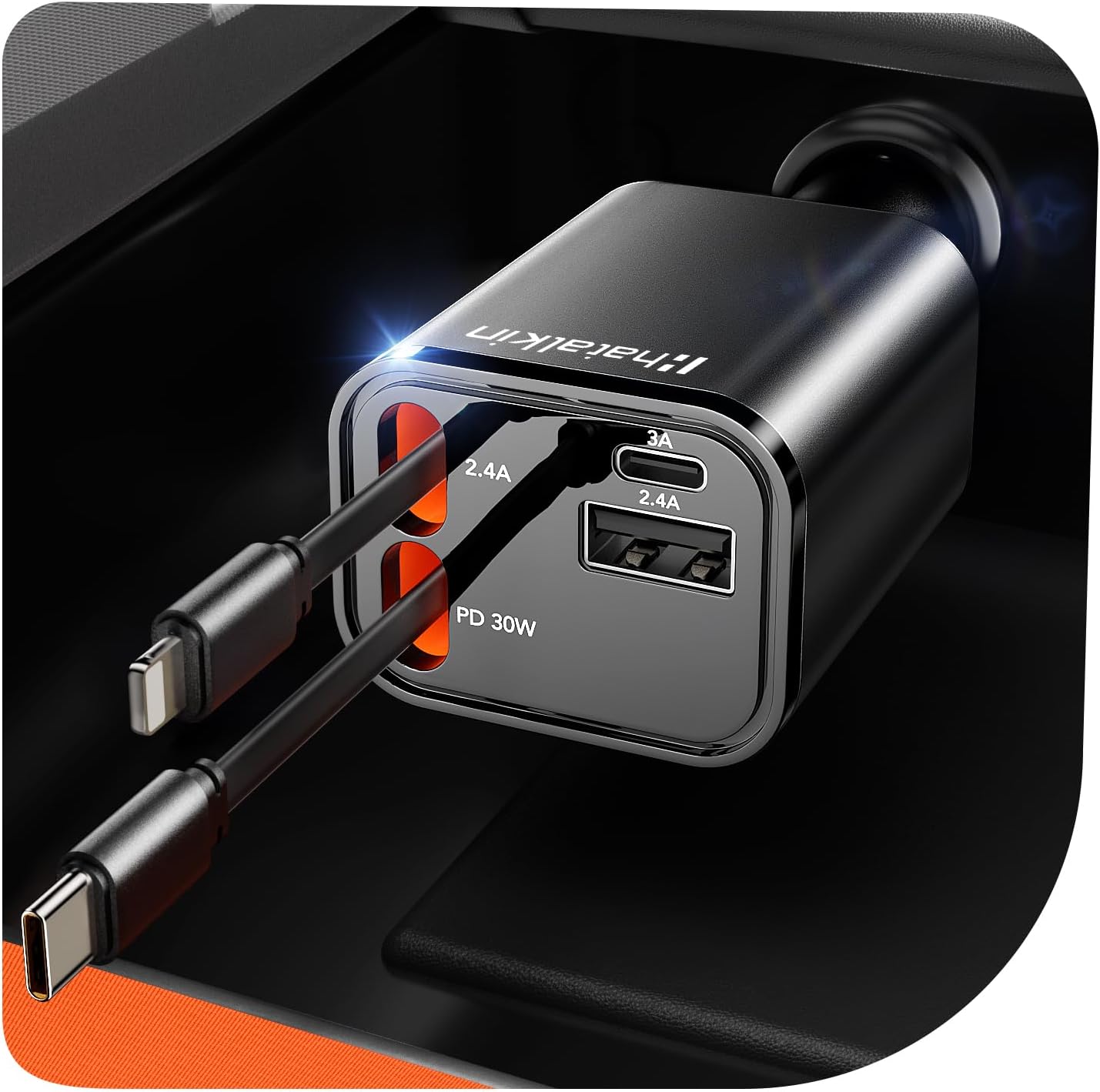 Ultra-Compact 69W Fast Car Charger for iPhone & Galaxy