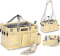Multiuse Cleaning Caddy Diaper Caddy with Straps - Large Yellow Floral