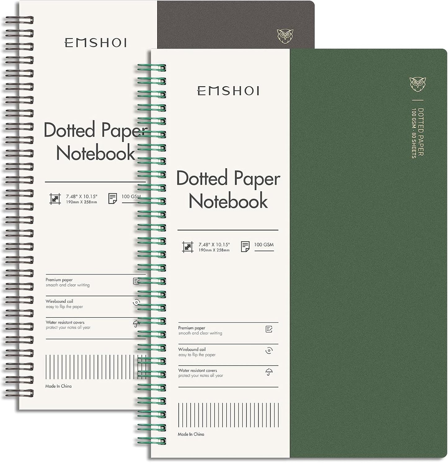 EMSHOI 2 Pack B5 Dot Grid Notebooks - Thick 100gsm Paper, Durable Hardcover - Ideal for Writing & Drawing!