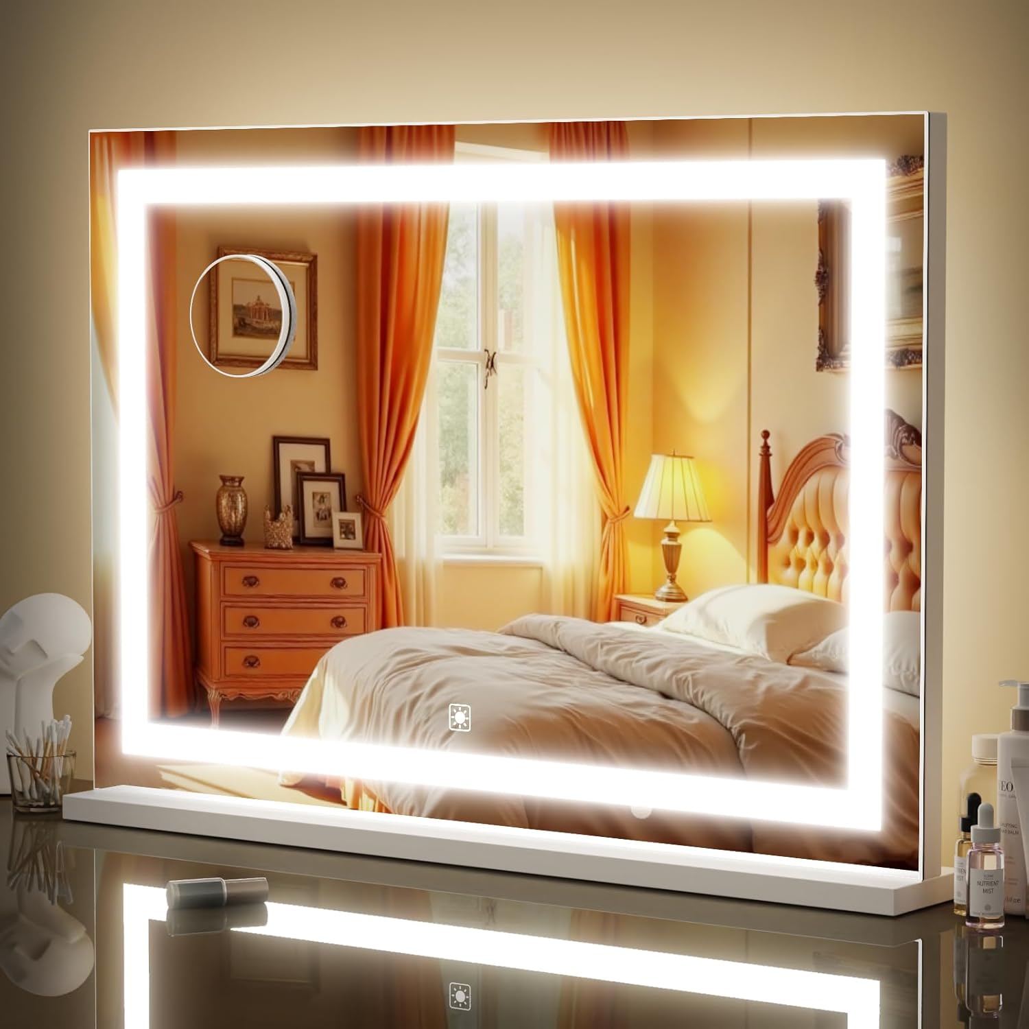 Large LED Makeup Mirror with Lights and 10X Magnification