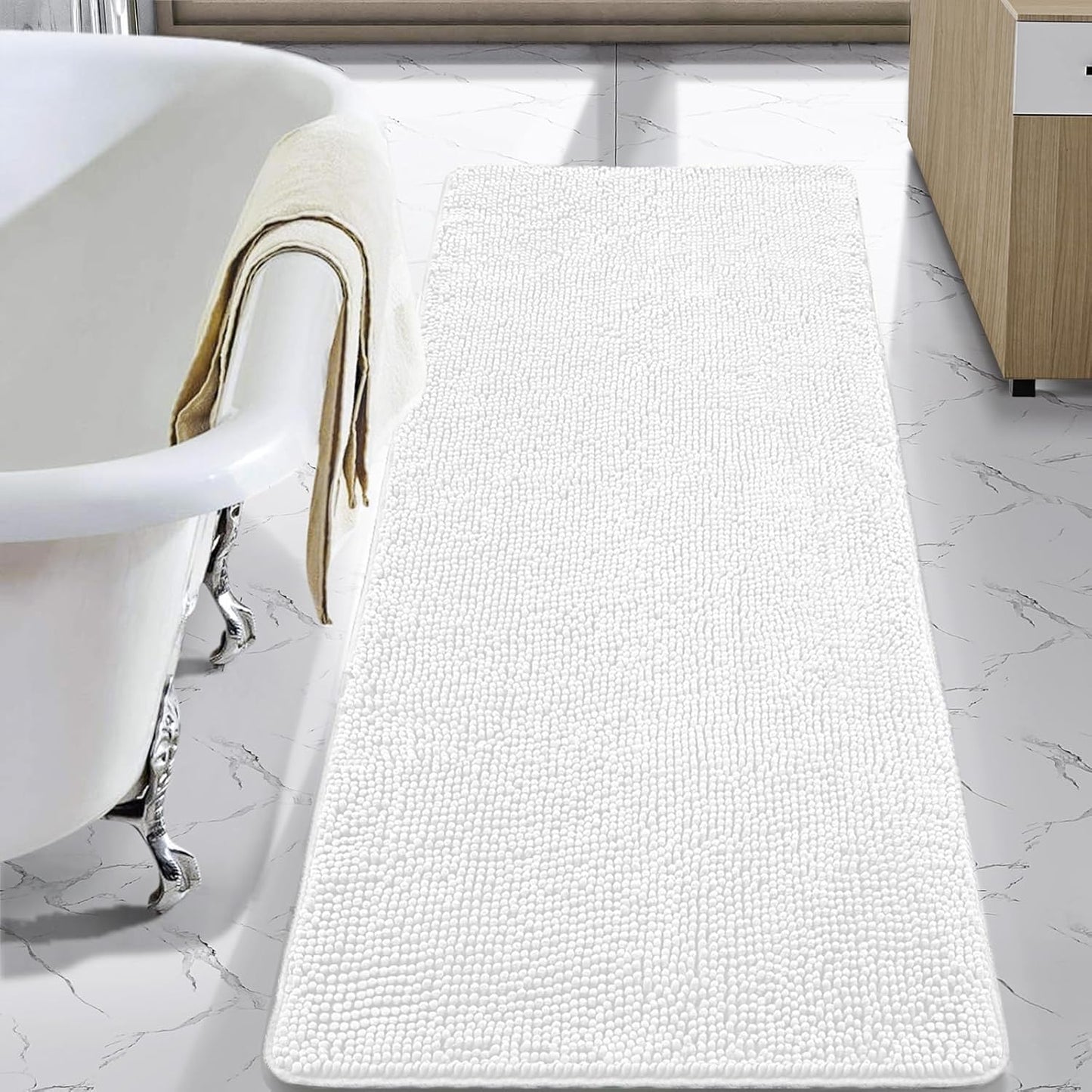 LOCHAS Luxury Bathroom Rug Shaggy Bath Mat 24 x 60 Inch Soft