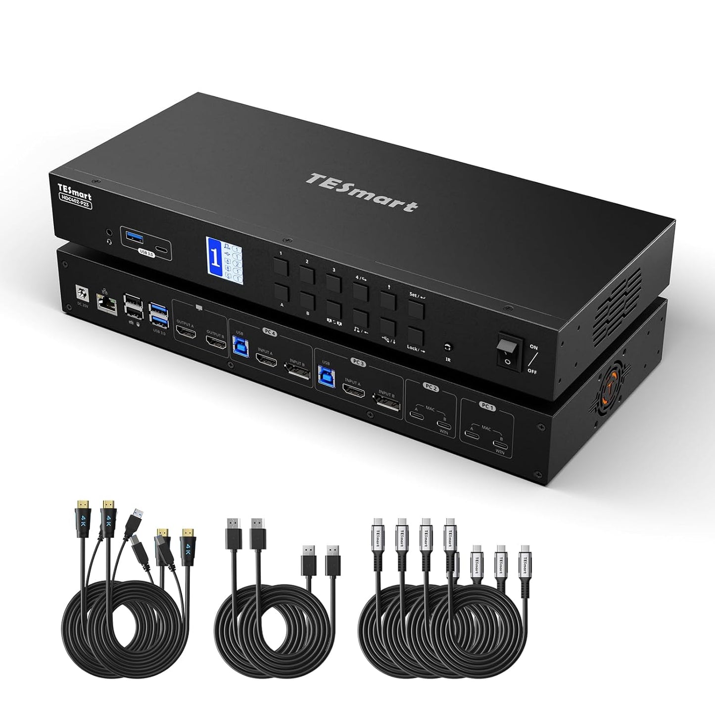 TESmart KVM Switch for Dual Monitors and 4 Computers Setup