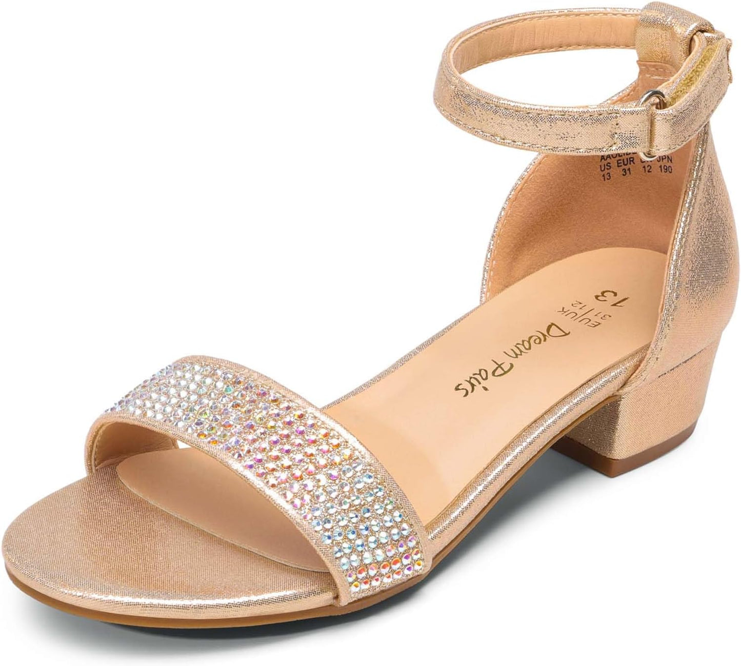 DREAM PAIRS Girls Sandals Low Heel Dress Pump Ankle Strap