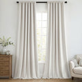 100% Blackout Curtains 90 in Long 2 Panels Set - Room Darkening Linen