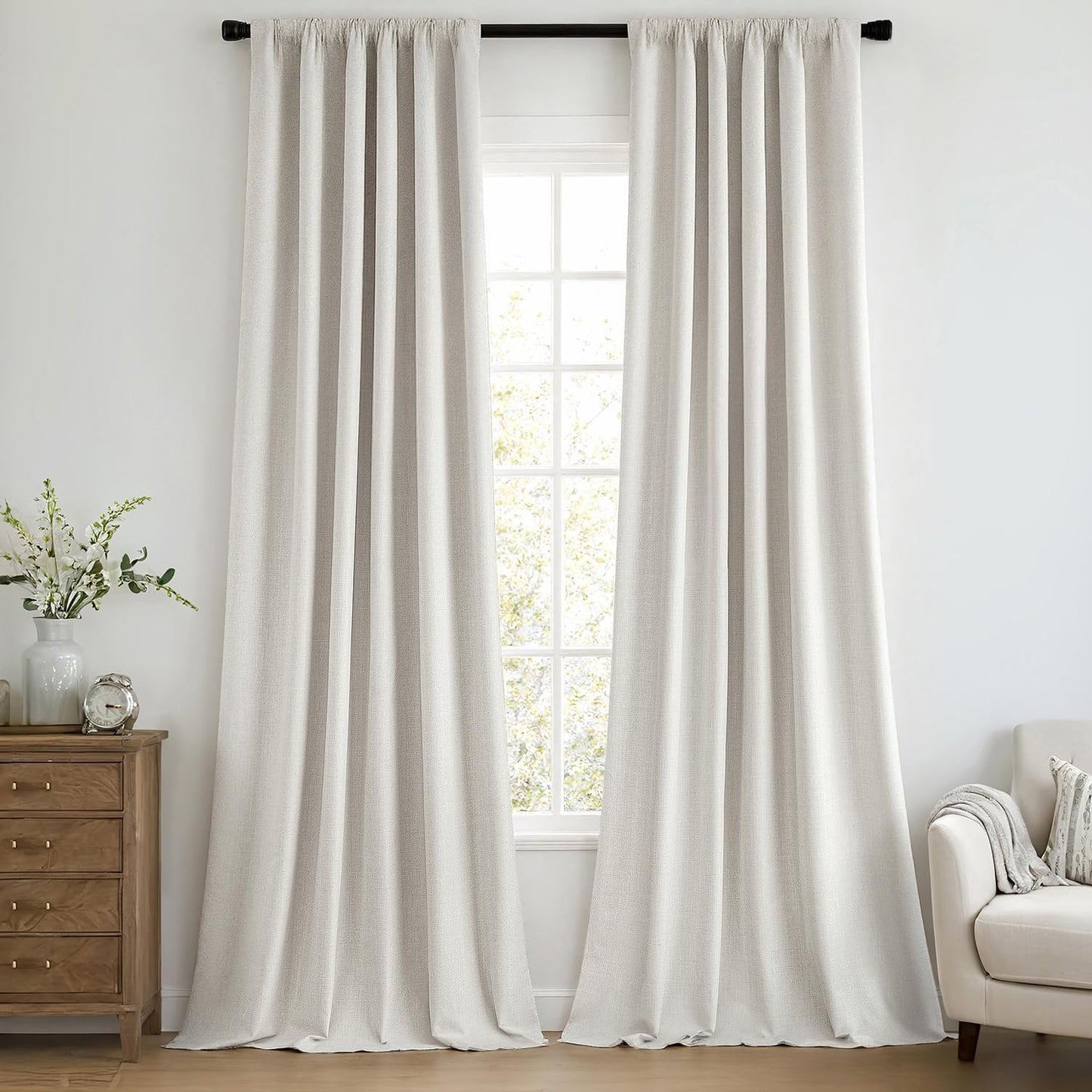 MIULEE 100% Blackout Curtains for Bedroom - Light Beige Drapes