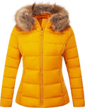 Womens Lightweight Puffer Jacket with Faux Fur Collar - Warm Winter
