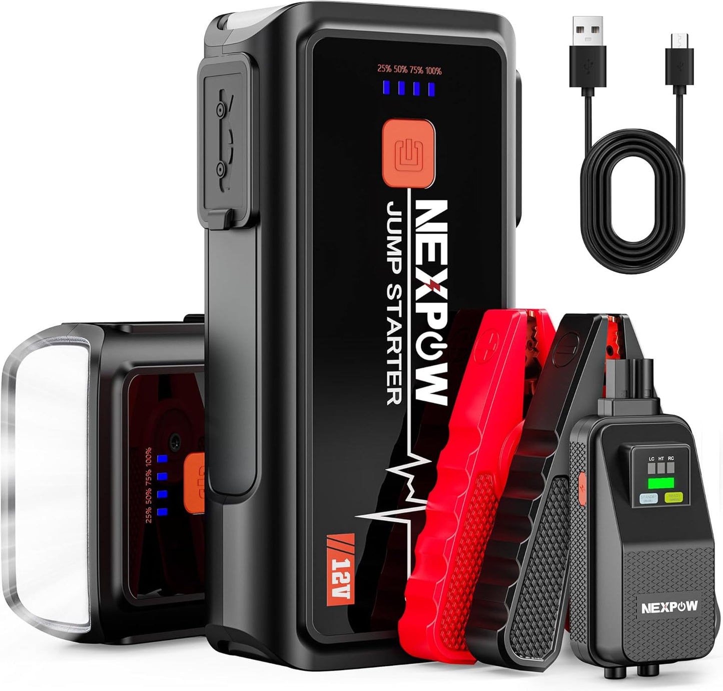 Car Jump Starter 3000A for Gas and Diesel Engines - Portable Kit