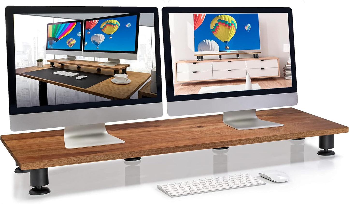 Nordik Large Dual Monitor Riser - Premium Handmade Acacia Stand