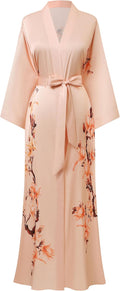 BABEYOND Kimono Robe Cover Up Long Floral Satin Sleepwear - Silky