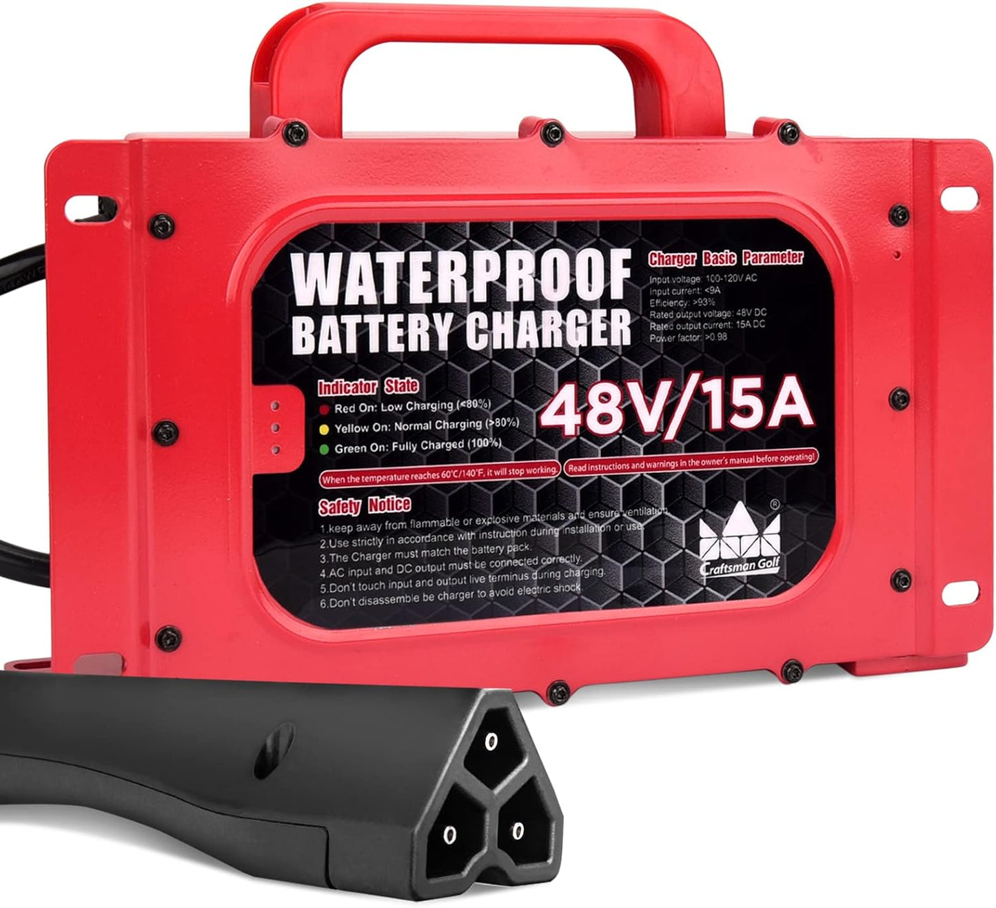 Craftsman Golf Waterproof 15 AMP Charger for 48V EZGO Golf Carts