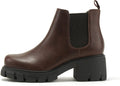 Women Lug Sole Mid Heel Chelsea Bootie - Fashionable Lug Sole