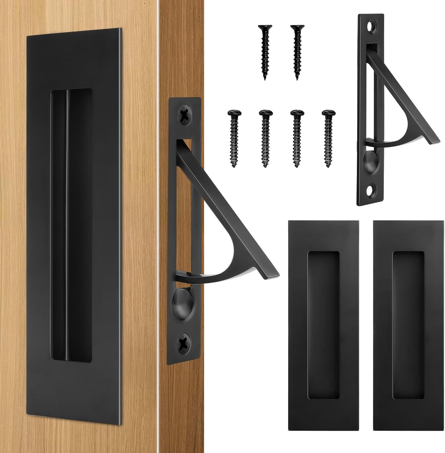 Pocket Door Hardware Set with Recessed Flush Finger Pulls