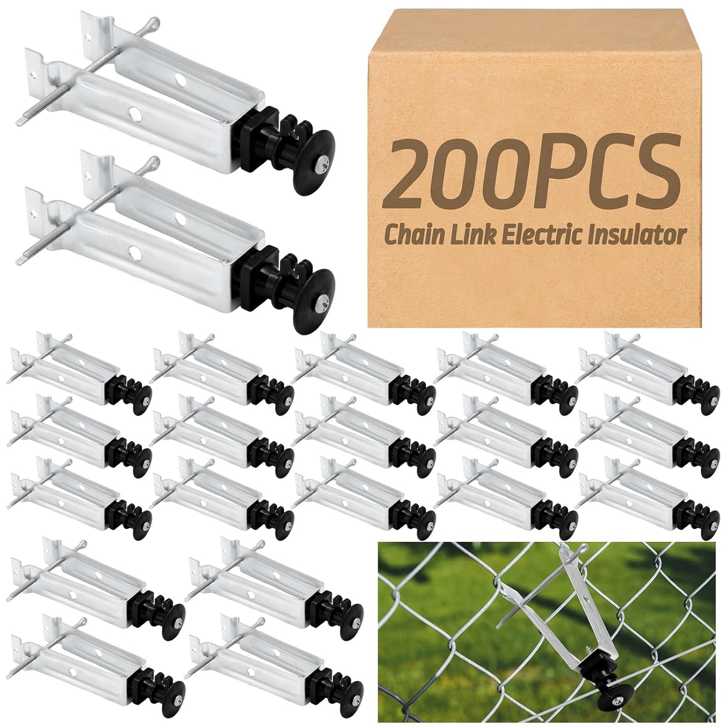Tondiamo Chain Link Insulator for Electric Fence - 200 Pcs