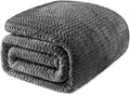 Twin Size Dark Grey Fleece Blanket - Lightweight Wave Texture Cozy