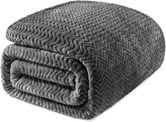 Soft Fleece Blanket Twin Size for All Season Use, Dark Grey