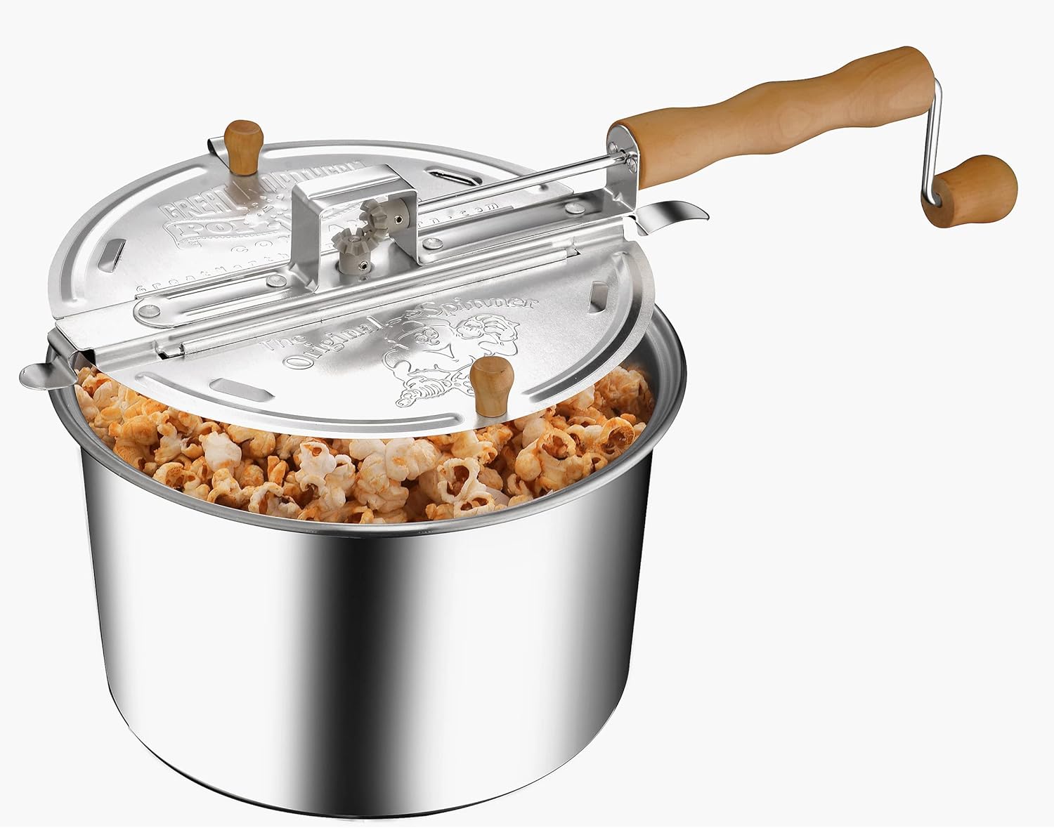 5qt Stovetop Popcorn Maker - Wooden Handles for Easy Use