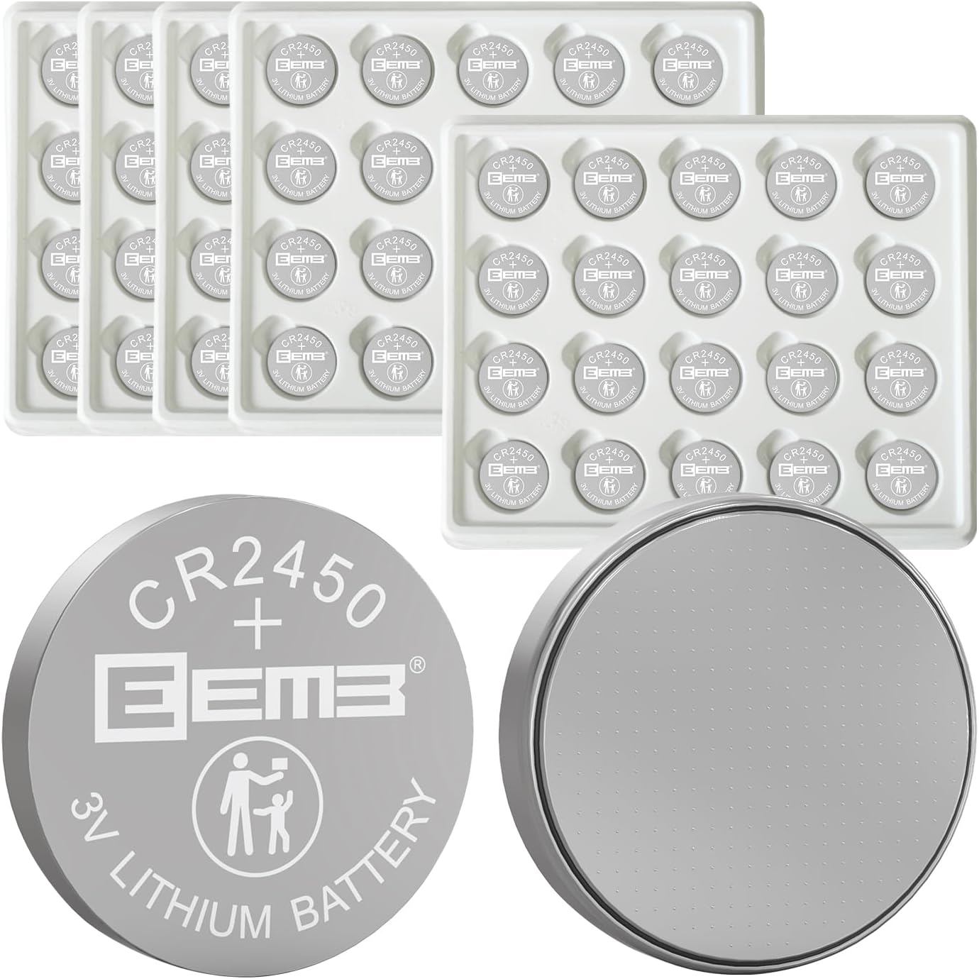 EEMB CR2450 Lithium Battery 3V 100-Pack for Smart Devices