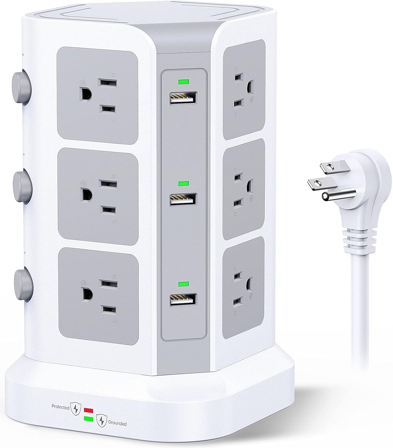 KOOSLA Power Strip Tower: 12 AC Outlets & 6 USB Ports
