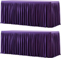 Purple Rectangle Tablecloths 2 Pack for 6 ft Tables - Fitted Pleated