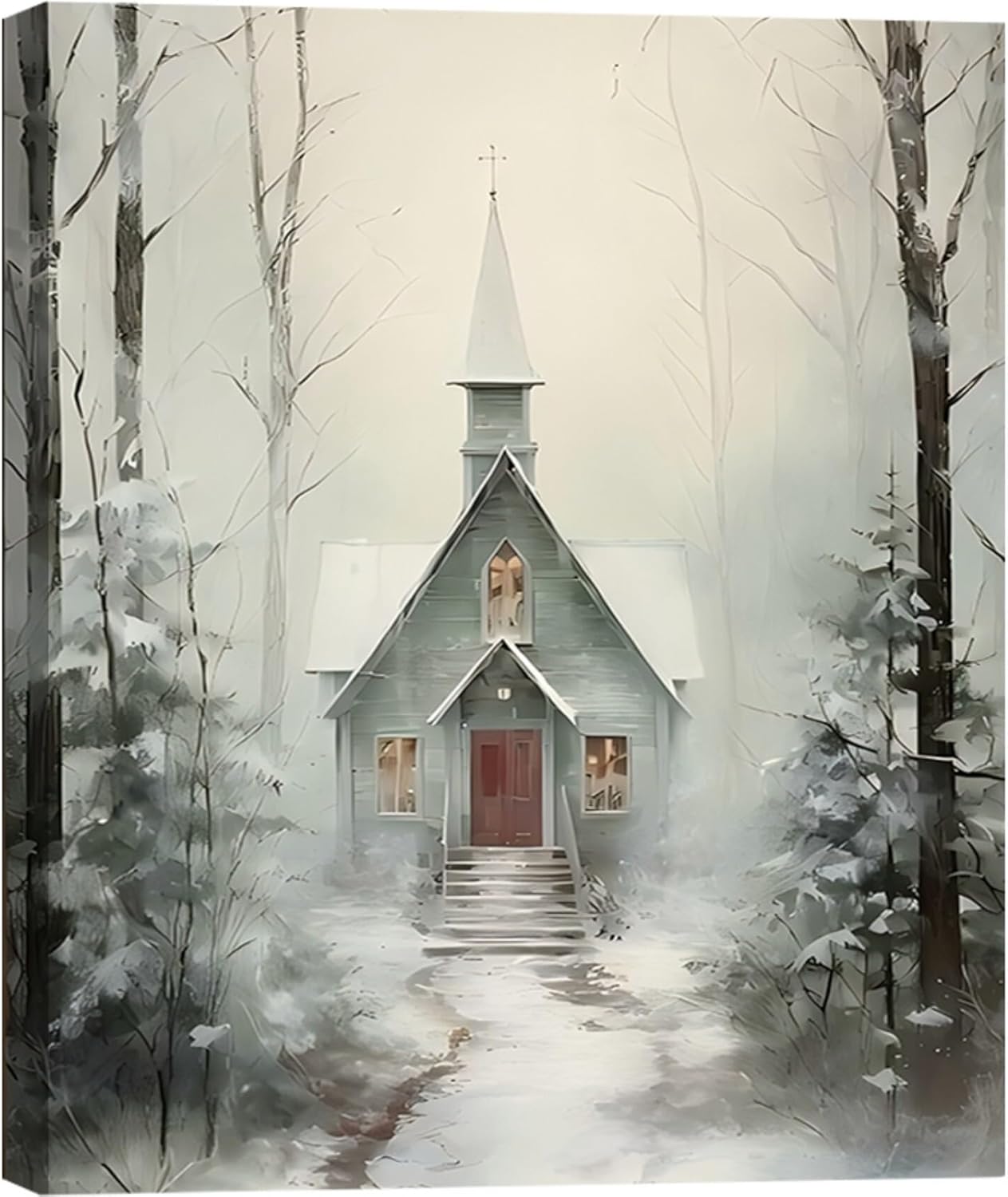 Winter Cabin Wall Art Poster Print for Christmas Decor