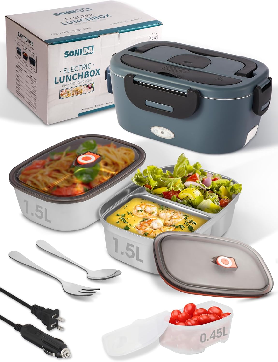 Heated Lunch Box with 80W Power for Quick Meal Heating