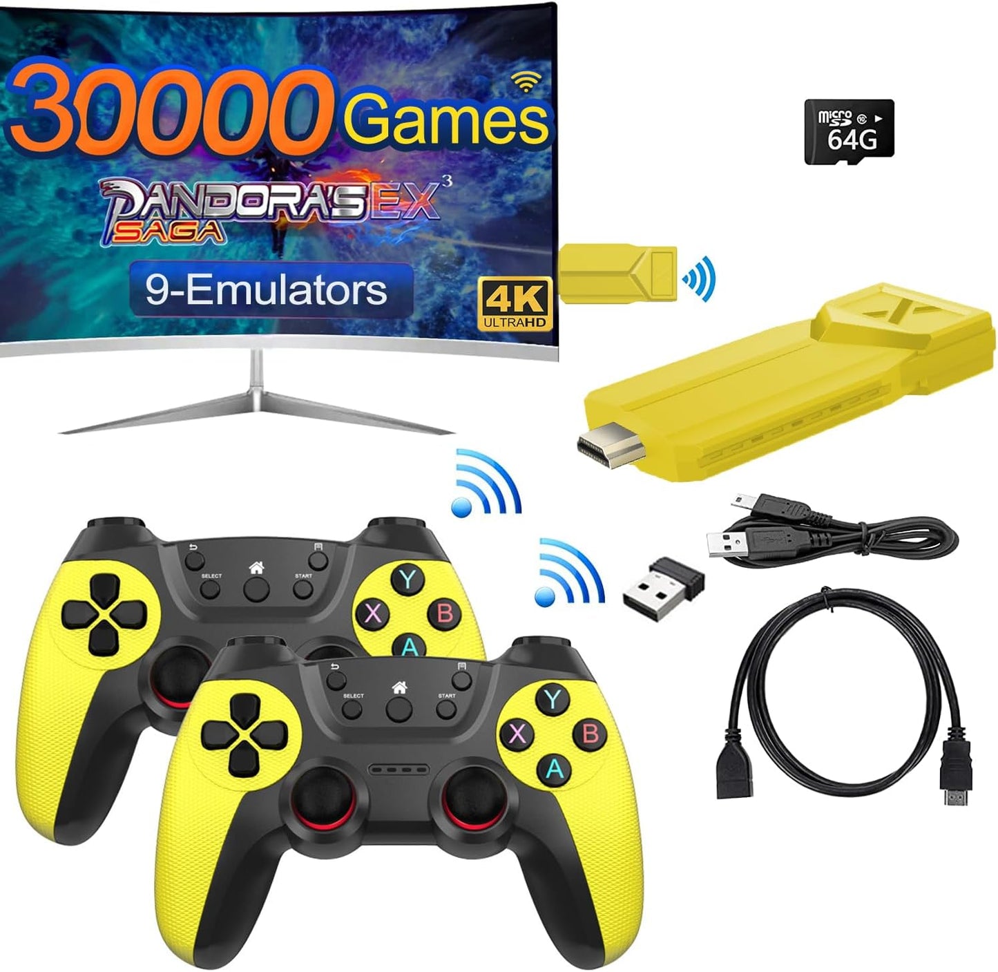 Wireless Retro Game Console with 30000+ Games and Controllers