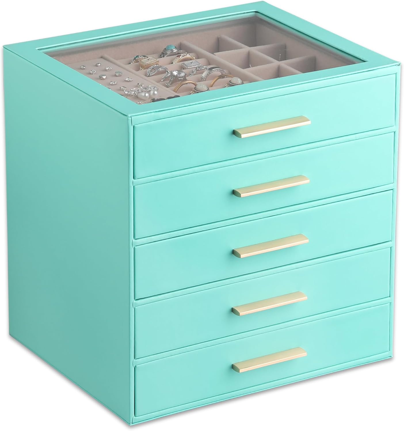 Frebeauty Clear Lid Jewelry Box - 5-Layer Organizer for Women