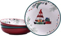 Bico Christmas Gnomes Pasta Bowls Set of 4 - Festive Large Ceramic