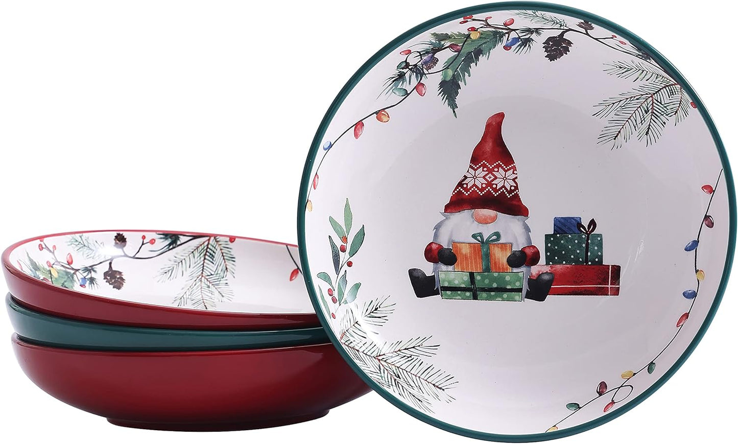 Bico Christmas Gnomes Pasta Bowls Set of 4 for Every Meal