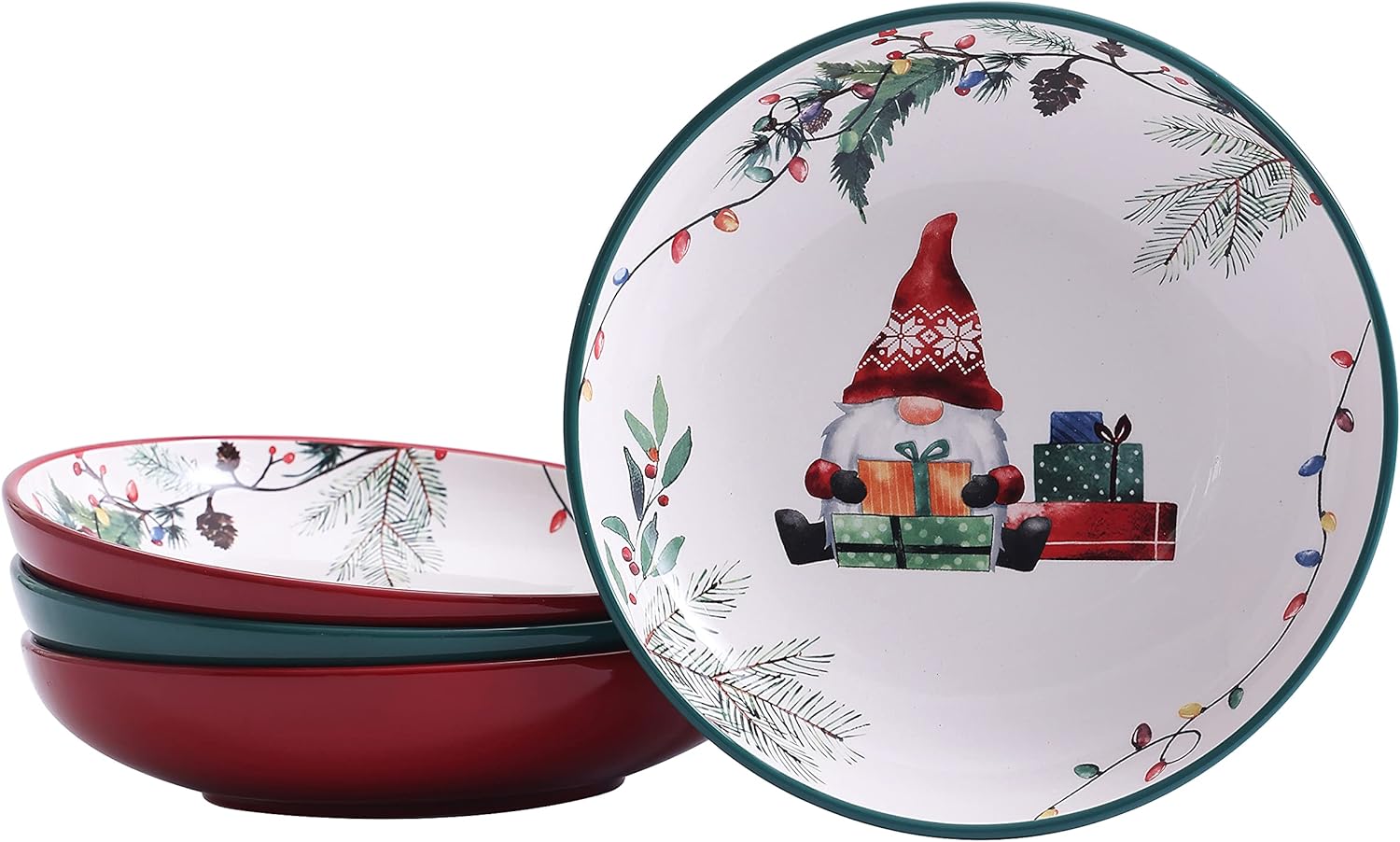 Bico Christmas Gnomes Pasta Bowls Set of 4 for Every Meal