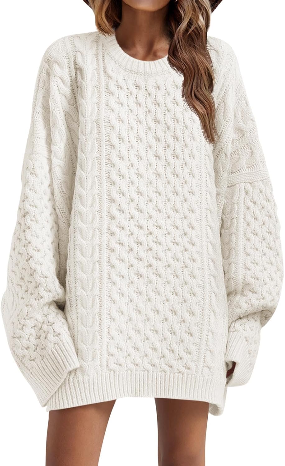 Oversized Chunky Cable Knit Sweater for Women - Cozy Style