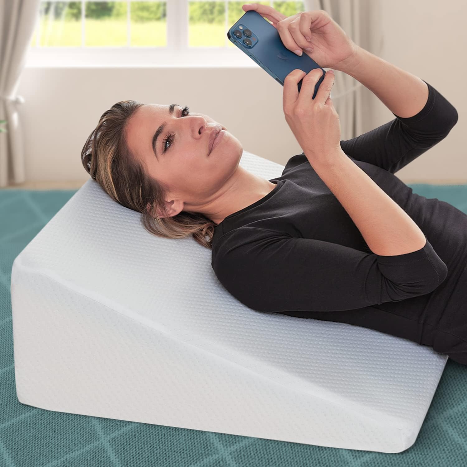 Bed Wedge Pillow for Sleeping with Memory Foam Top Support