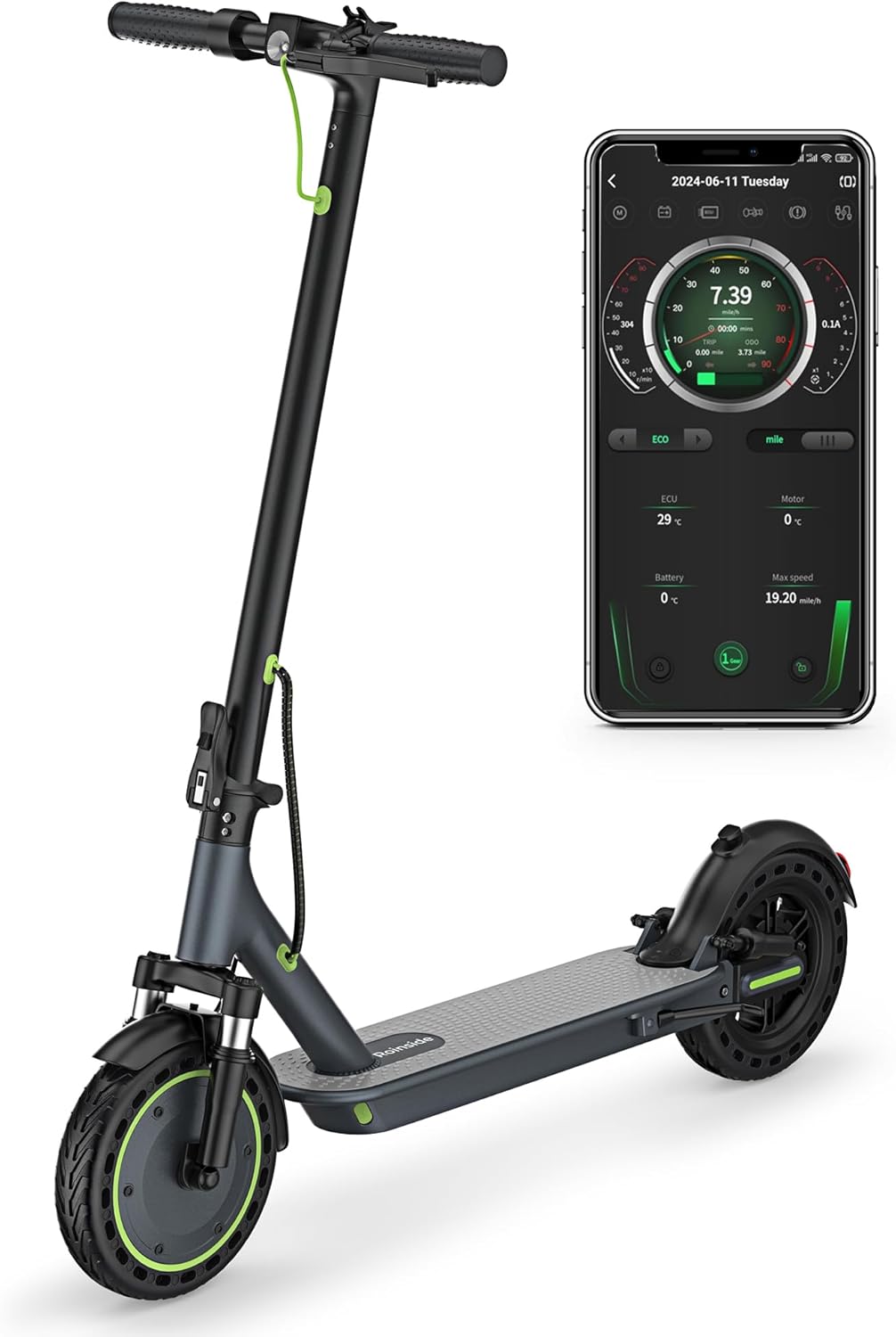 Electric Scooter with Solid Tires and Powerful Motor for Adults