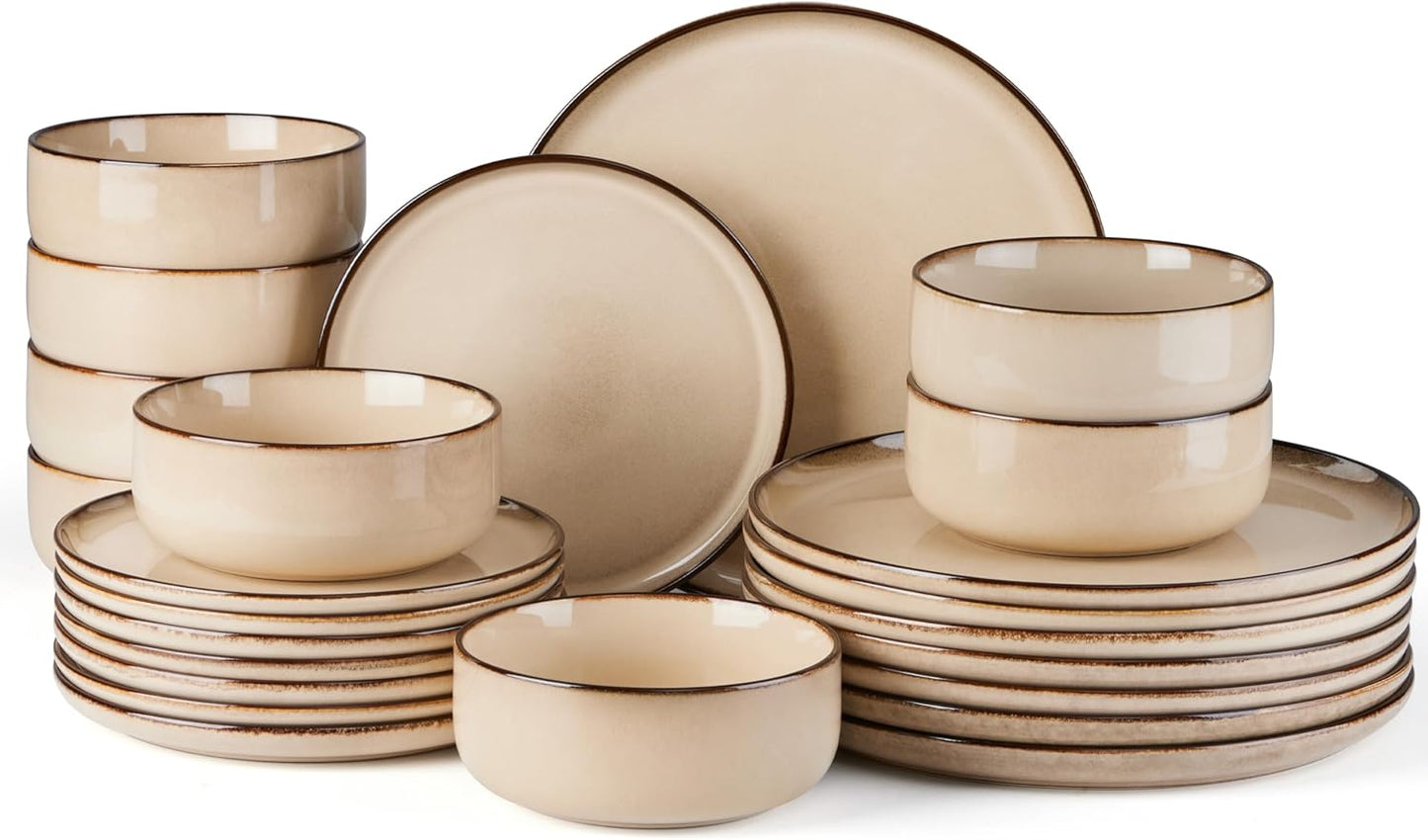 E-far 24-Piece Plates and Bowls Set for Stylish Dining