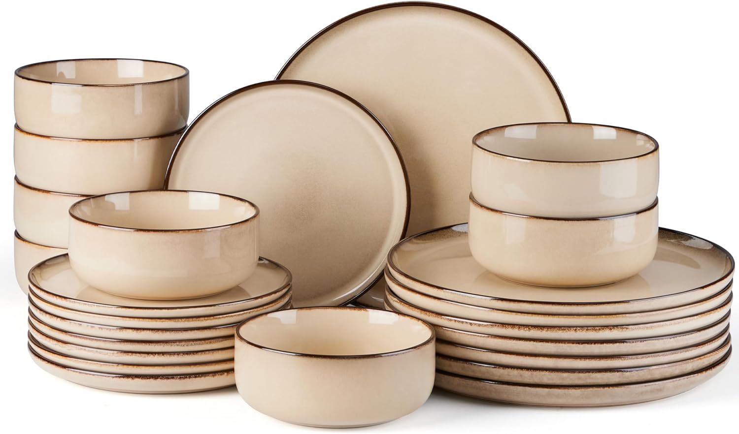 E-far 24-Piece Plates and Bowls Set for Stylish Dining