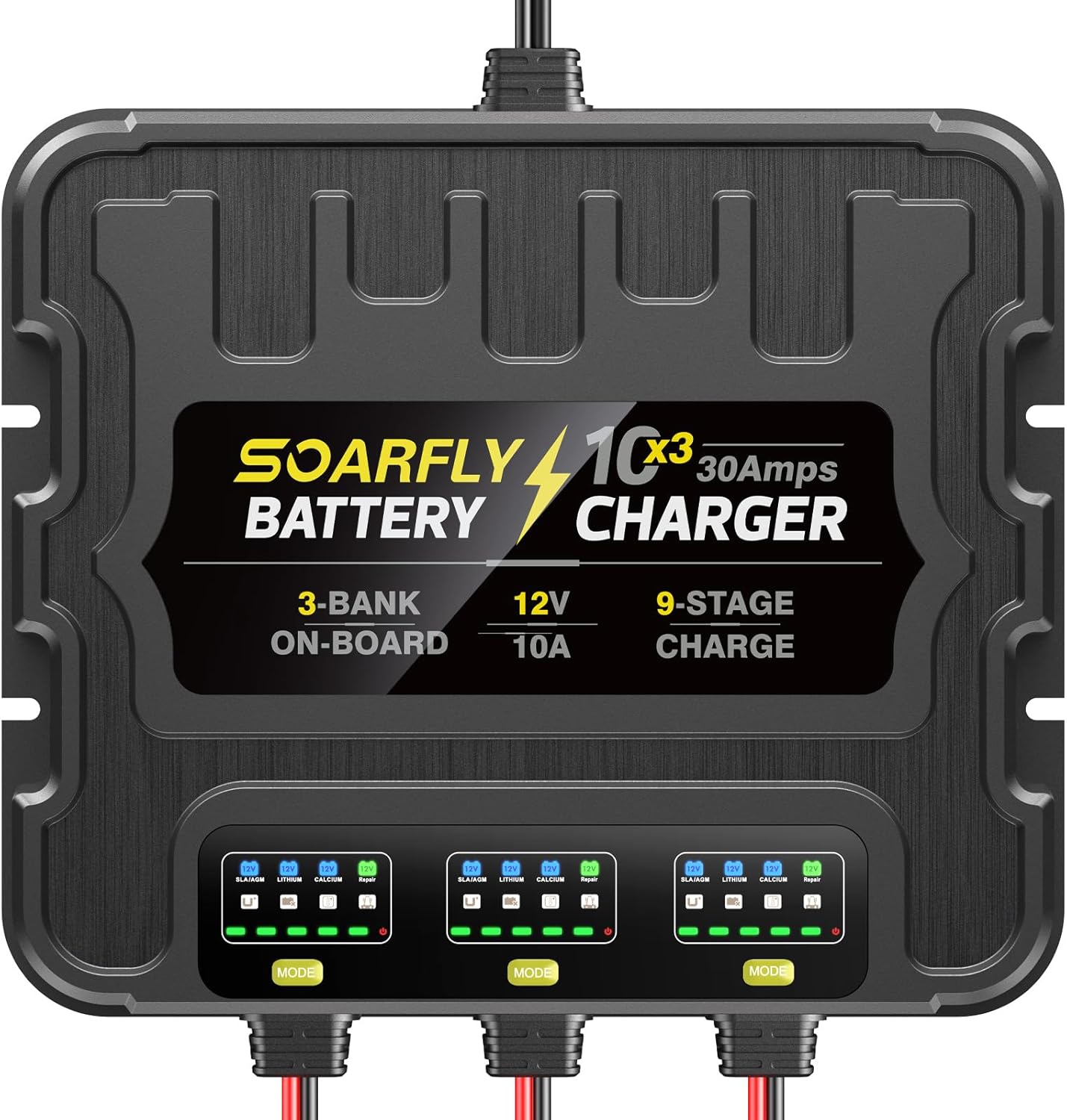 3 Bank Marine Battery Charger for 12V SLA AGM Lithium Batteries