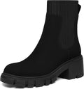 Athlefit Women's Chelsea Platform Ankle Boots - Chunky 2.3in Heel